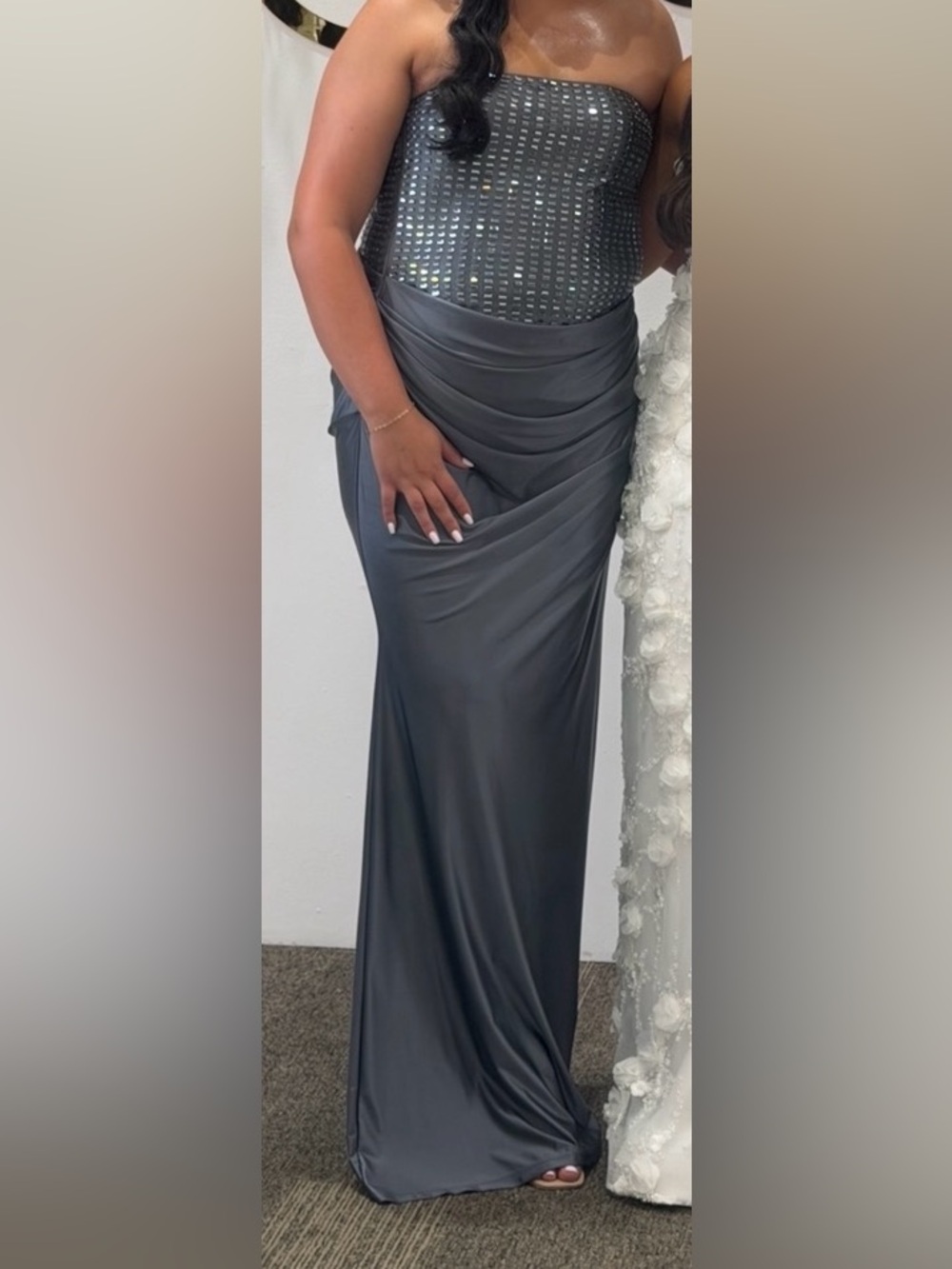 Rhinestone strapless gown